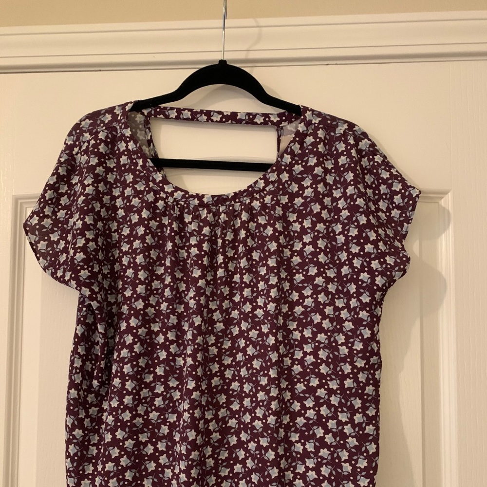 EUC LOFT Purple Mixed Media Blouse